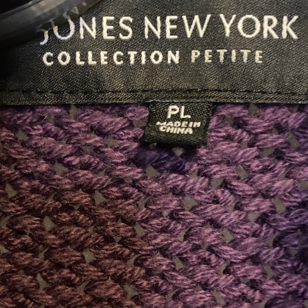 Jones New York Deep Purple Fringe Cardigan - Picture 2 of 6
